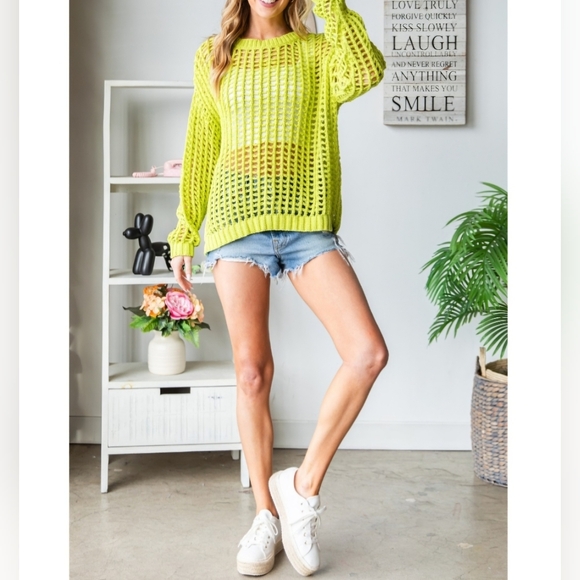 #465 SALE 🛑48 S,M,L Boho Loose Fit Crochet Sweater - Picture 6 of 10
